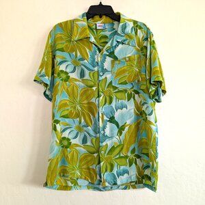 FOREFRONT Shirt Mens L Multicolor Rayon Floral Button Hawaiian Loop Collar